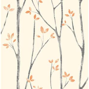 Ingrid Orange Scandi Tree Orange Wallpaper Sample