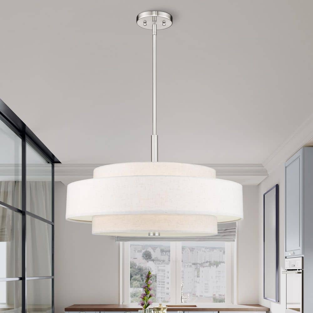 Meridian Brushed Nickel 5-Light Indoor/Outdoor Drum Pendant