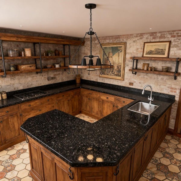 Avex 3-Light Wood and Black Pendant Light Kitchen Pot Rack Light with Cage Shade, No Bulbs Included