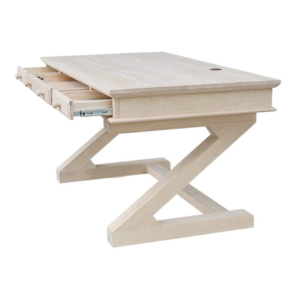 Elegant White Executive Hardwood Desk with Drawer and Keyboard Tray, 60"W