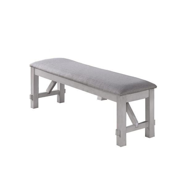 Benjara 60 in. Gray Backless Bedroom Bench with Braces and Wooden Frame