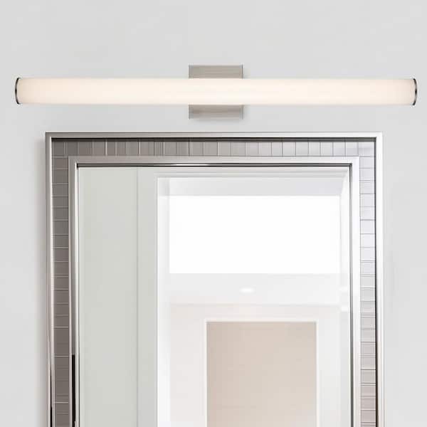 Whitley 36 in. 1-Light Brushed Nickel Integrated LED Bathroom Vanity Light with Rounded Linear Acrylic Shade