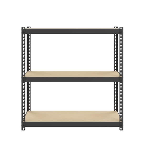Space Solutions Riveted Garage Storage Shelving Unit, 3-Shelf Steel Black Unit 30 in. W x 30 in. H x 12 in. D