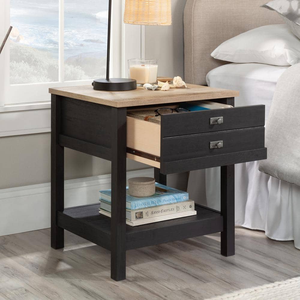 Cottage Road Raven Oak Nightstand with Lintel Oak Accent