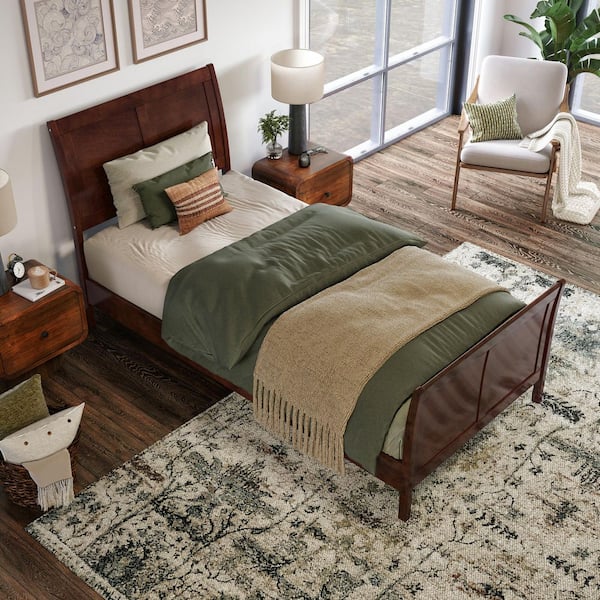 AFI Valencia Walnut Brown Solid Wood Frame Twin XL Low