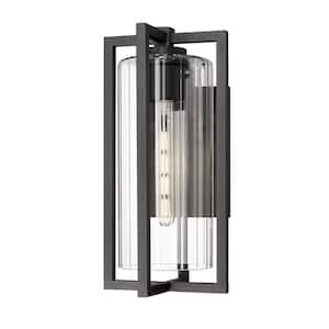 Aura 16.5 in. Black Outdoor Hardwired Wall Sconce with no bulbs included