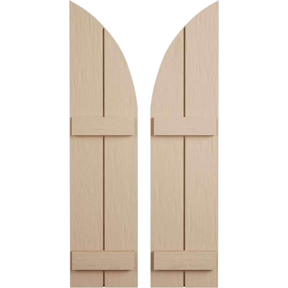 11 in. x 88 in. Polyurethane 2-Board Joined Board and Batten Quarter Arch Top Shutters Primed Tan in Rough Sawn price history on PriceWatchPro
