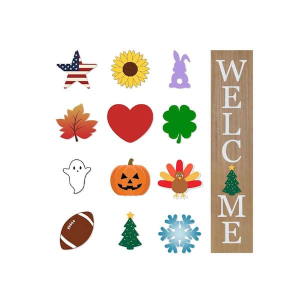 45 in. H Interchangeable Wooden Welcome Porch Wall Sign