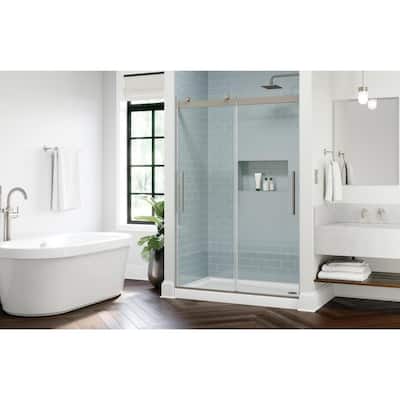 Classic 500 43-3/8 to 47-3/8 in. W x 71 in. H Frameless Sliding Shower Door in Nickel with 5/16 in. Clear Glass