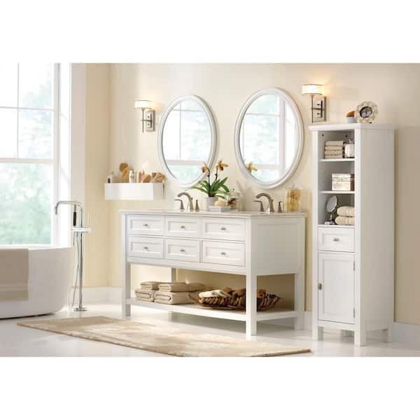 Home Decorators Collection Austell 67 in. W Double Bath Vanity in White  with Natural Marble Vanity Top in White BF-25194-WH - The Home Depot