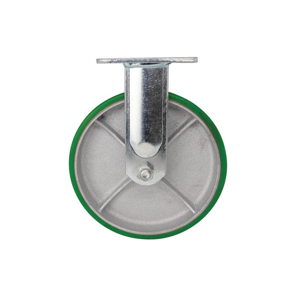 Shepherd 8 in. Green Polyurethane and Steel Rigid Plate Caster with