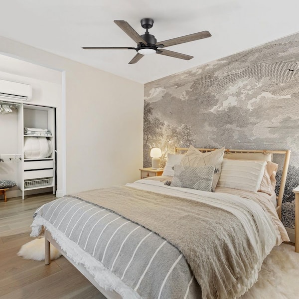 Essex II 52 in. Dimmable LED Indoor/Outdoor Black Smart Ceiling Fan with Light Kit/Remote/Wall Control, Works with Alexa