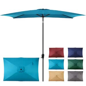6.6 ft. x 9.8 ft. Rectangular Steel Market Umbrella in Teal