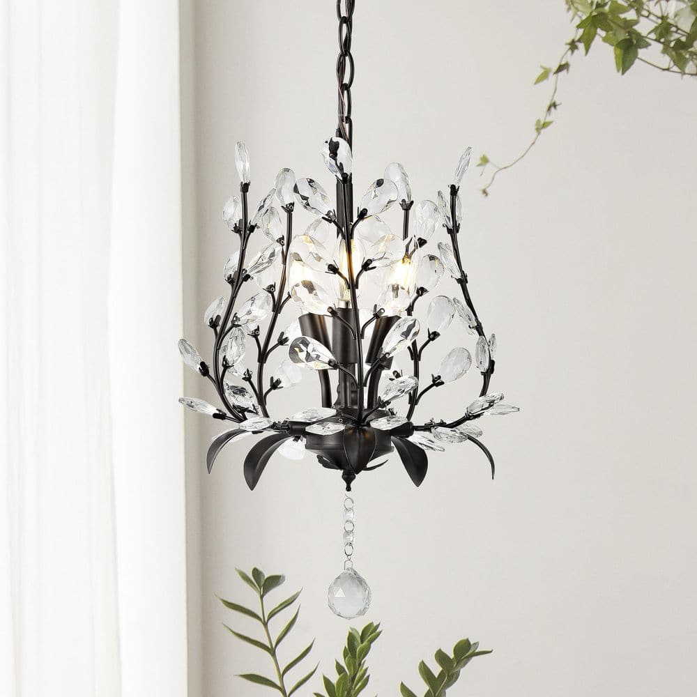 Adoria 12" Oil-Rubbed Bronze Bohemian LED Pendant with Crystal Accents
