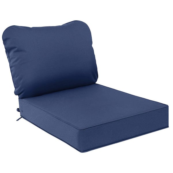 Unbranded 23.5" x 25.5" Outdoor Deep Seating Lounge Cushion, Zipper Closure Covers with 2 Ties & Non-slip Bottom, Navy Blue