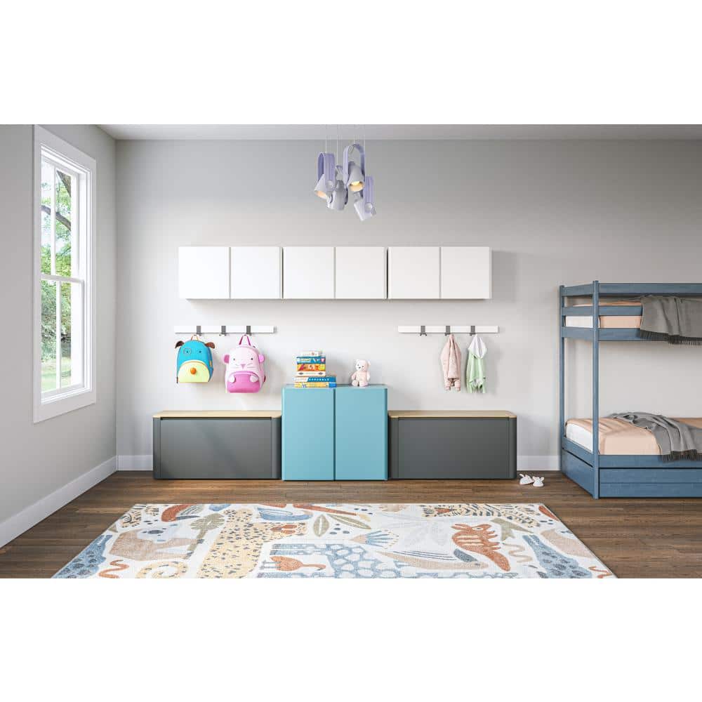 Modern Blue Steel Freestanding Storage Cabinet with Adjustable Shelves