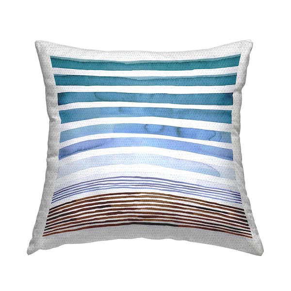 Stupell Industries Blue Sunset Stripes Pattern Blue Square Outdoor Throw Pillow