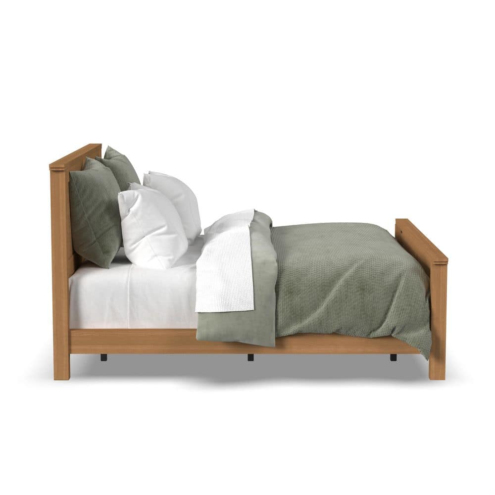 Oak Park Engineered Wood King Bed with Upholstered Headboard in Light Oak