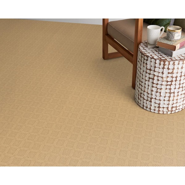 Desert Springs - Straw - Yellow 13.2 ft. 33.94 oz. Wool Pattern Installed Carpet