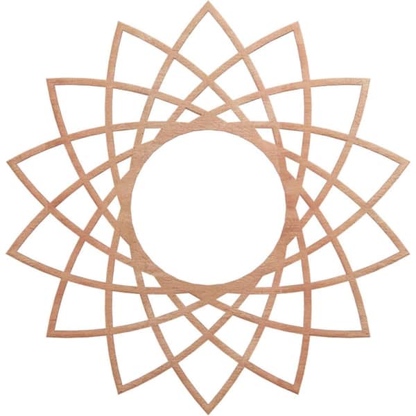 Ekena Millwork 24 in. x 24 in. x 1/4 in. Eleanor Wood Fretwork Pierced Ceiling Medallion, Cherry