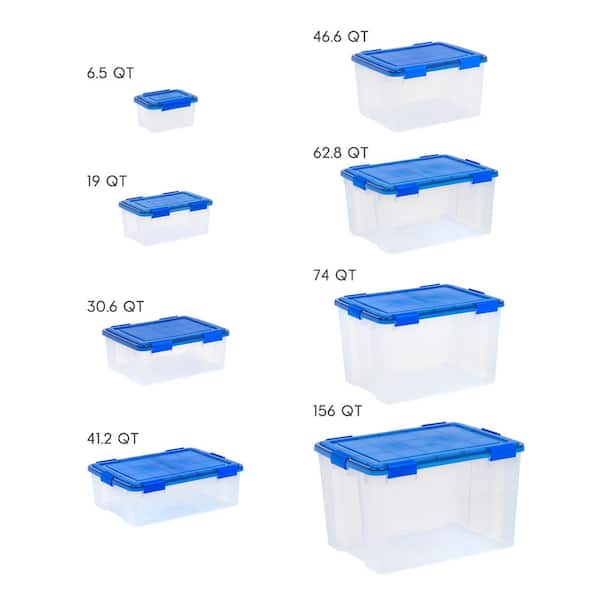 Iris 46 qt. Weatherpro Clear Plastic Storage Box, Lid Blue, Clear/Blue