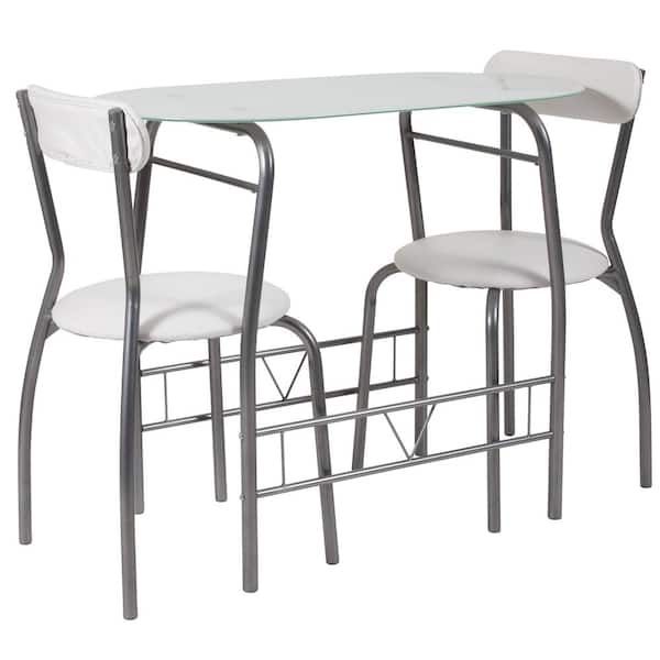 Carnegy Avenue 3-Piece White Glass Dining Table and Chair Sets