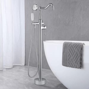 Single-Handle Classical Freestanding Tub Faucet with Hand Shower in Chrome