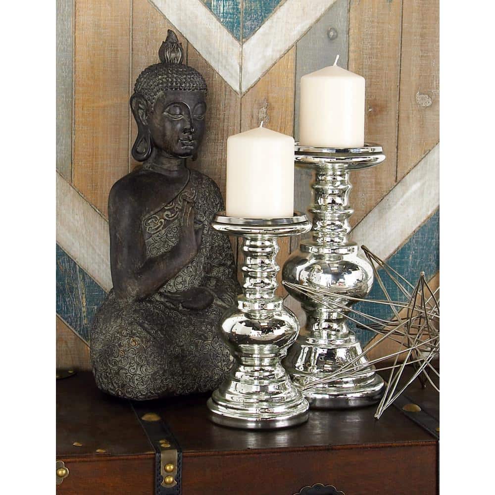 Elegant Polished Glass Candlestick Holder - Religious Theme 26"L
