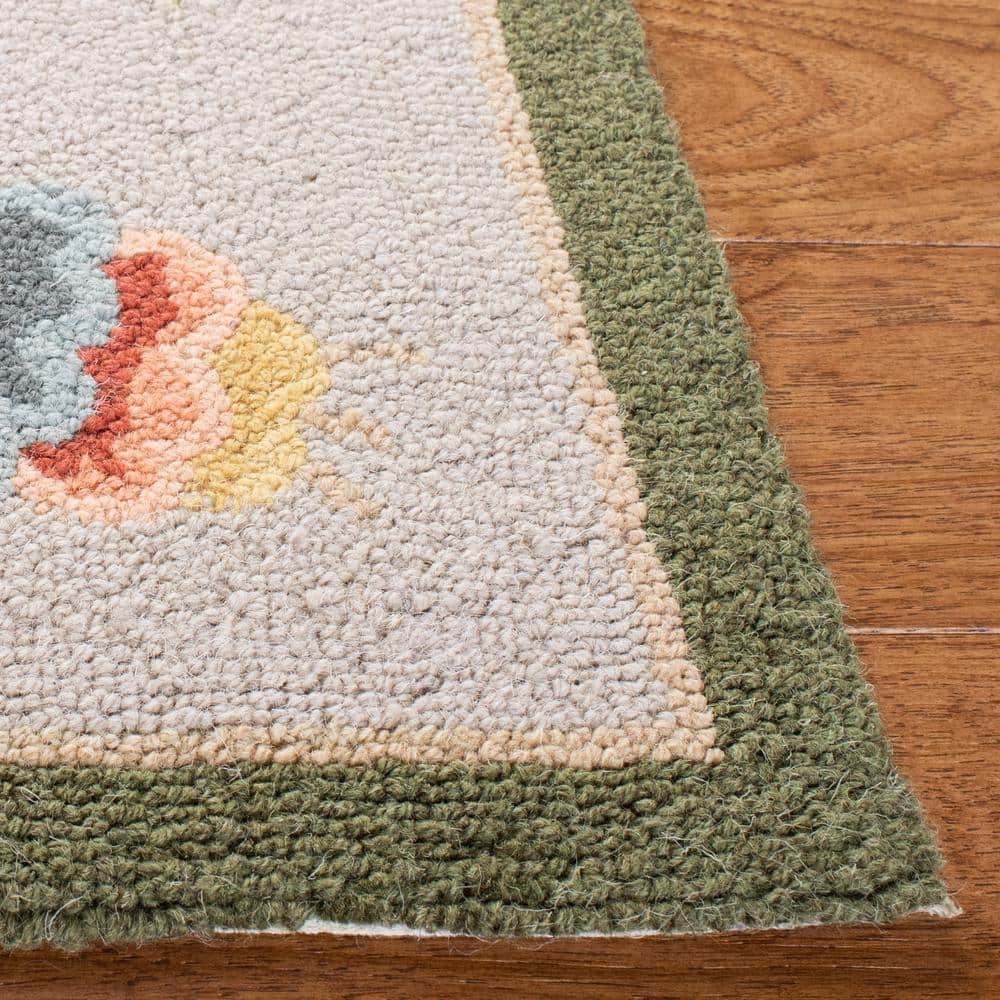 Sage Floral Tufted Handmade Wool Rectangular Accent Rug - 20"x4"