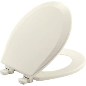 Round Enameled Wood Closed Front Toilet Seat in Biscuit Removes for Easy Cleaning