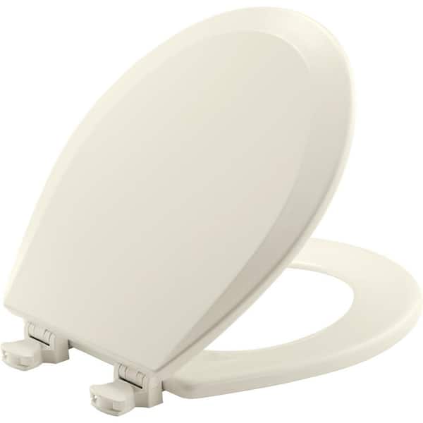 BEMIS Round Enameled Wood Closed Front Toilet Seat in Biscuit Removes for Easy Cleaning