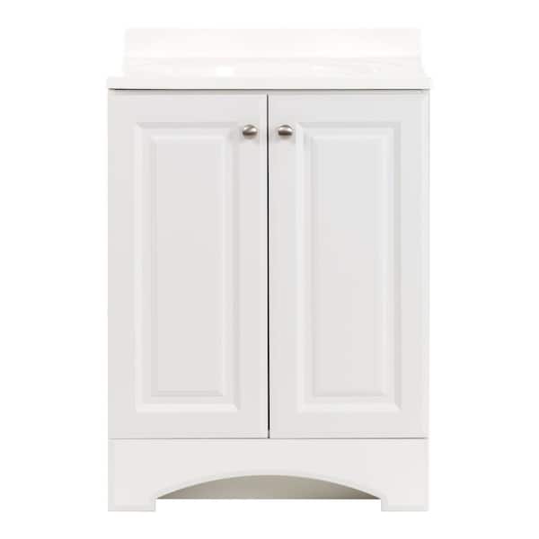25 in. Single Sink White Bath Vanity with Cultured Marble Top (Assembled)