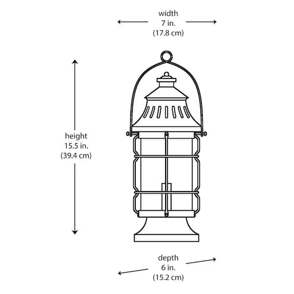 Hampton Bay Rimgate 15.5 in. 1-Light Black Lantern Indoor Table Lamp with Clear Glass Shade