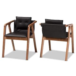Marcena Black and Walnut Brown Dining Chair (Set of 2)