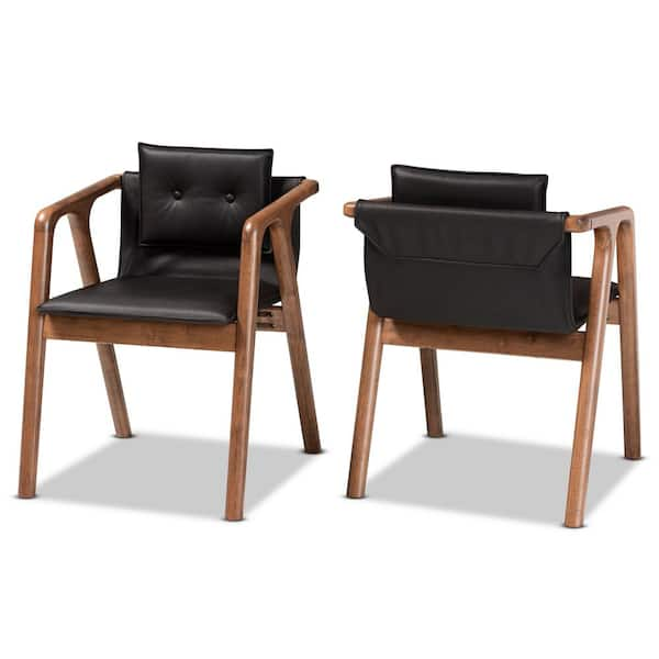 Baxton Studio Marcena Black and Walnut Brown Dining Chair Set of