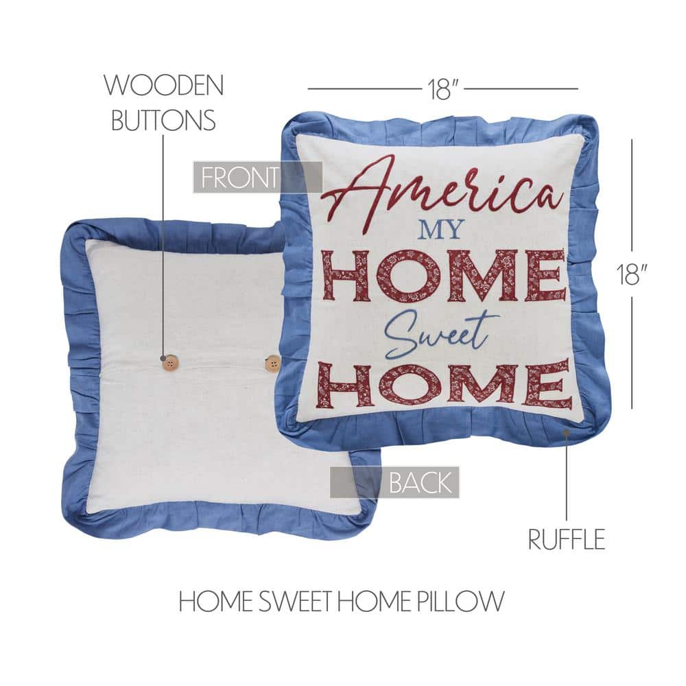 Americana Embroidered Cotton Blend Square Throw Pillow