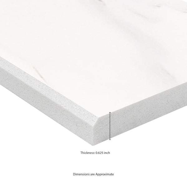 Calacatta Nowy White Single Beveled 6 in. x 73 in. Polished Marble Floor and Wall Tile (6.08 linear ft.) Calacatta Nowy White Single Beveled 6 in. x 73 in. Polished Marble Floor and Wall Tile (6.08 linear ft.)