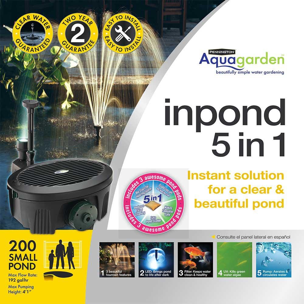 Pennington Aqua Garden 192-GPH Black Electric Submersible Pond Pump Kit