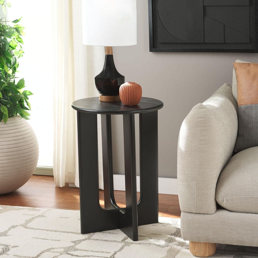 Ashanka 17 in. Black Wood End Table