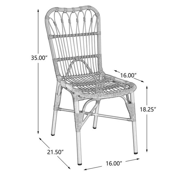 Natural PE Wicker Outdoor Dining Chairs, Patio Premium Rattan