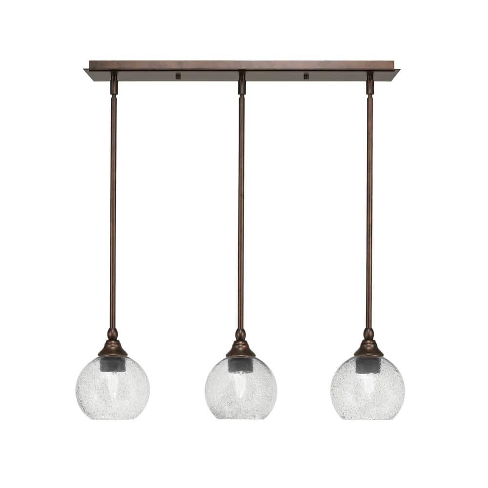 Livingston 100-Watt 3-Light Bronze Shaded Pendant Light with 5.75 in. Smoke