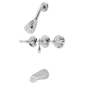 American Triple Handle 1-Spray Tub and Shower Faucet 2 GPM in. Polished Chrome (Valve Included)