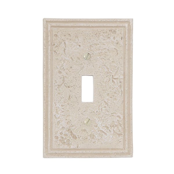 AMERELLE Faux Stone 1 Gang Toggle Resin Wall Plate - Almond