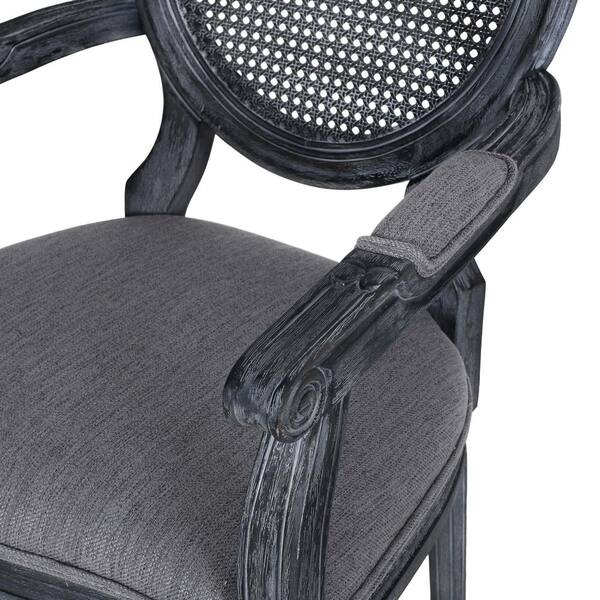 Noble House Huller Black and Gray Wood and Fabric Arm Chair (Set of 2)  105456 - The Home Depot