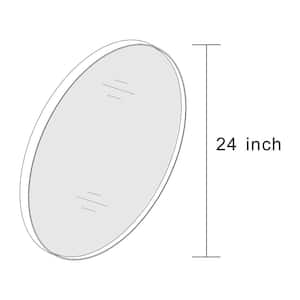24 in. W x 24 in. H Small Round Framed Wall Mounted Bathroom Vanity Mirror in Black