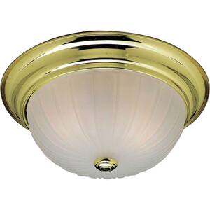 Marti 13 in. 2-Light Polished Brass Indoor Flush Mount with Alabaster Glass