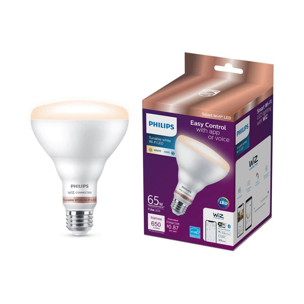 65-Watt Equivalent BR30 LED Smart Wi-Fi Tunable White Light Bulb Powered by
