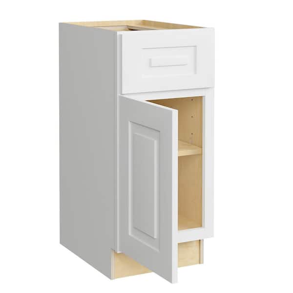Home Decorators Collection Grayson 18 in. W x 24 in. D x 34.5 in. H Assembled Plywood Base Kitchen Cabinet in Pacific White with Soft Close LH