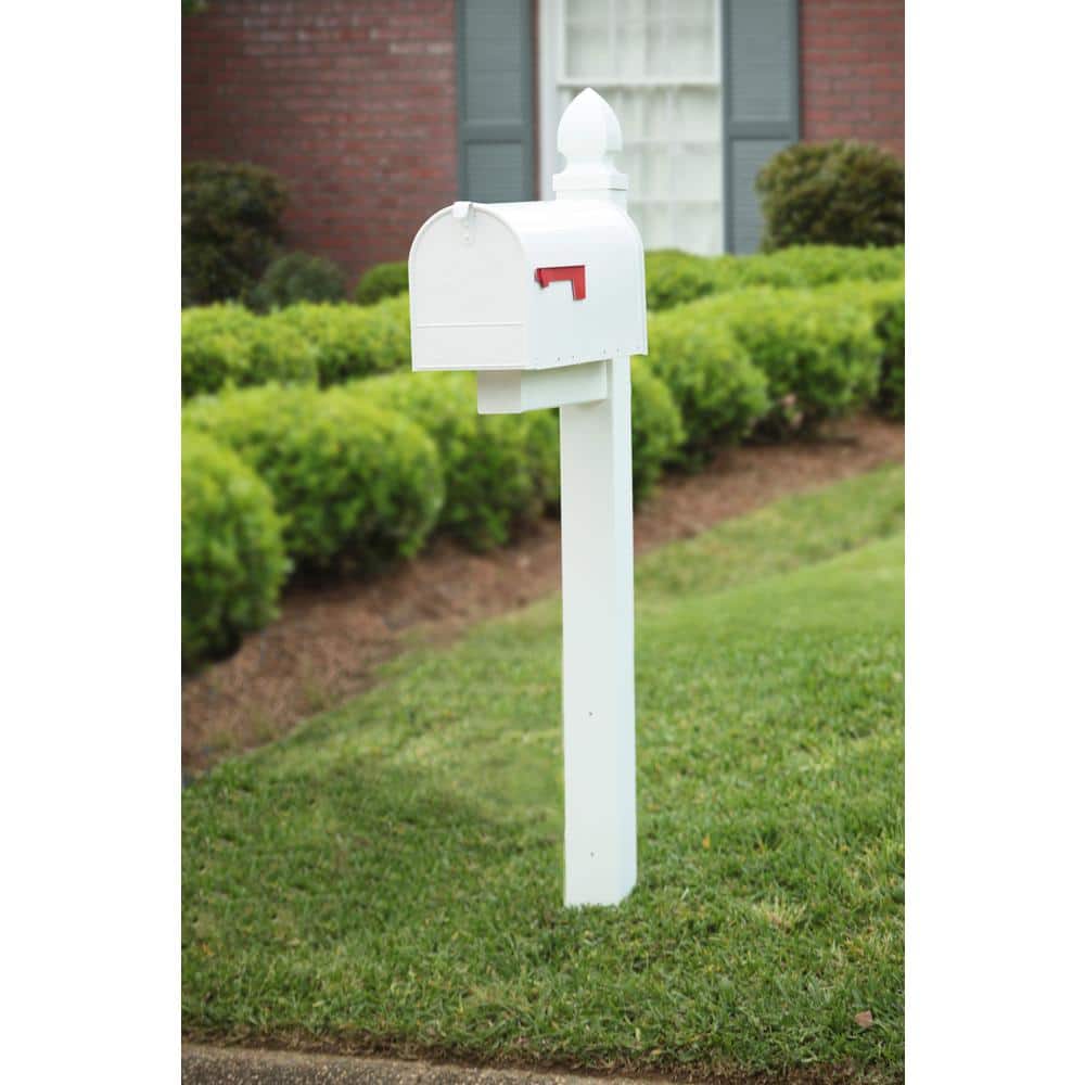 Elite Large White Steel Post Mount Mailbox
