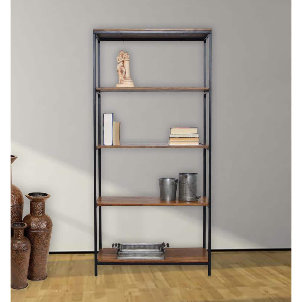 Brayden Tall Chestnut and Black Mango Wood Bookcase